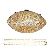 Bling Rhinestone Football Shaped Rugby Quirky Bag Purse Shoulder Handbag with Crystal for Women Girls