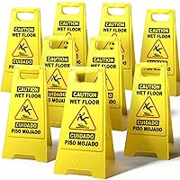 XPCARE Caution Wet Floor Sign,Bilingual Warning Signs,2-Sided Fold-Out,A Frame Safety Wet Floor Signs Commercial,24 Inches,Yellow (9PackYellow)