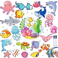 40pcs Cruise Ship Door Magnets Decorations Cute Ocean Sea Animal Magnetic Cruise Cabin Door Car Decorations for Kids Families Fridge Refrigerator Carnival Cruise Party Supplies Favors