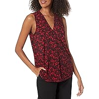 Anne Klein Women's Printed Pleat Front Knit Shell