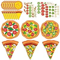 Qyeahkj 30 Pcs Pizza Craft Kits for Kids Pizza DIY Paper Card with Mix and Match Pizza Stickers Hanging Make Your Own Pizza Decals Gifts Ornament Decor for Birthday Party Favor Gift Art Craft Rewards