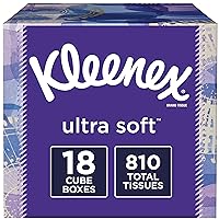 Kleenex Ultra Soft Facial Tissues, 18 Cube Boxes, 45 Tissues per Box (810 Tissues Total)