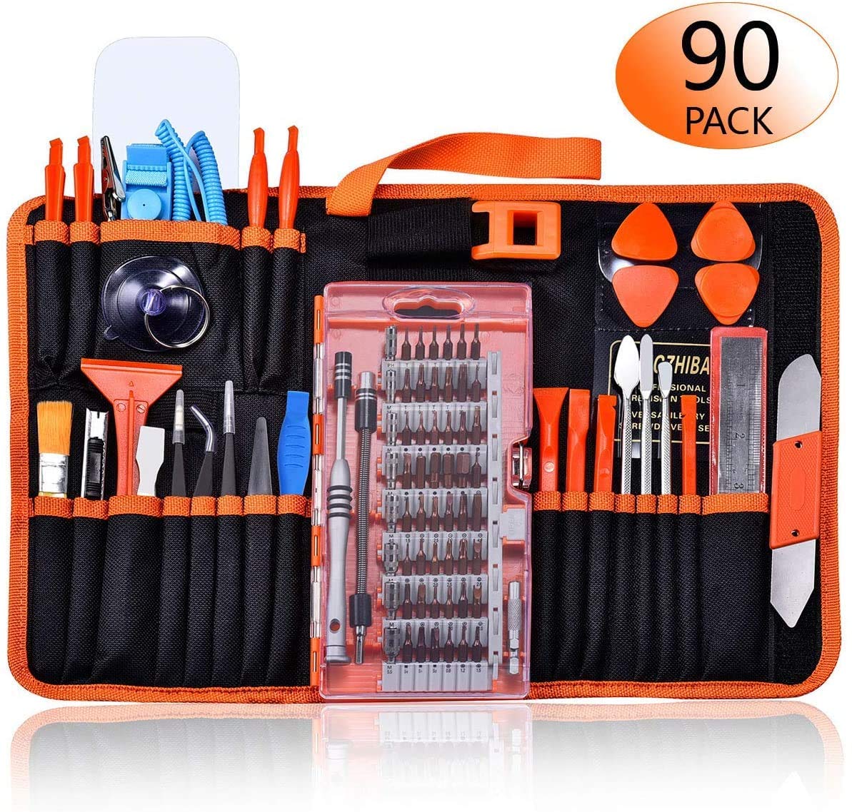 GANGZHIBAO 90pcs Electronics Repair Tool Kit Professional+4pcs suction cup for MacBook iMac,iPhone,PC,iPad,Tablet,LCD Screen Opening Tool