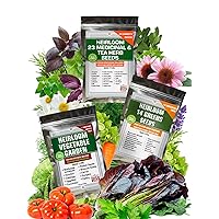 Assorted Collection of Vegetables, Herbs and Lettuce Greens Seeds for Gardening - Non-GMO Heirloom USA Grown - Total 47 Seed Varieties for Indoor and Outdoor Planting - Easy to Grow