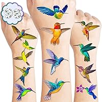 96PCS Colorful Hummingbird Temporary Tattoos Themed Birthday Party Decorations Favors Supplies Decor Spring Flying Nature Bird Tattoo Stickers Gifts For Kids Adults Boys Girls School Prizes Carnival