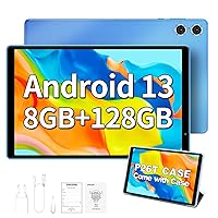 TECLAST 10 Inch Android 13 Tablet, P26T Tablets 8GB RAM+128GB ROM 1TB TF, WiFi 5G/2.4G, Octa core, 1280 * 800 HD Touch Screen, BT 5.2, Google GMS, 6000mAh, Dual Camera, OTG, Type C, with Case