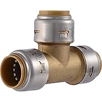 SharkBite Max 3/4 Inch Tee, Push to Connect Brass Plumbing Fitting, PEX Pipe, Copper, CPVC, PE-RT, HDPE, UR370A
