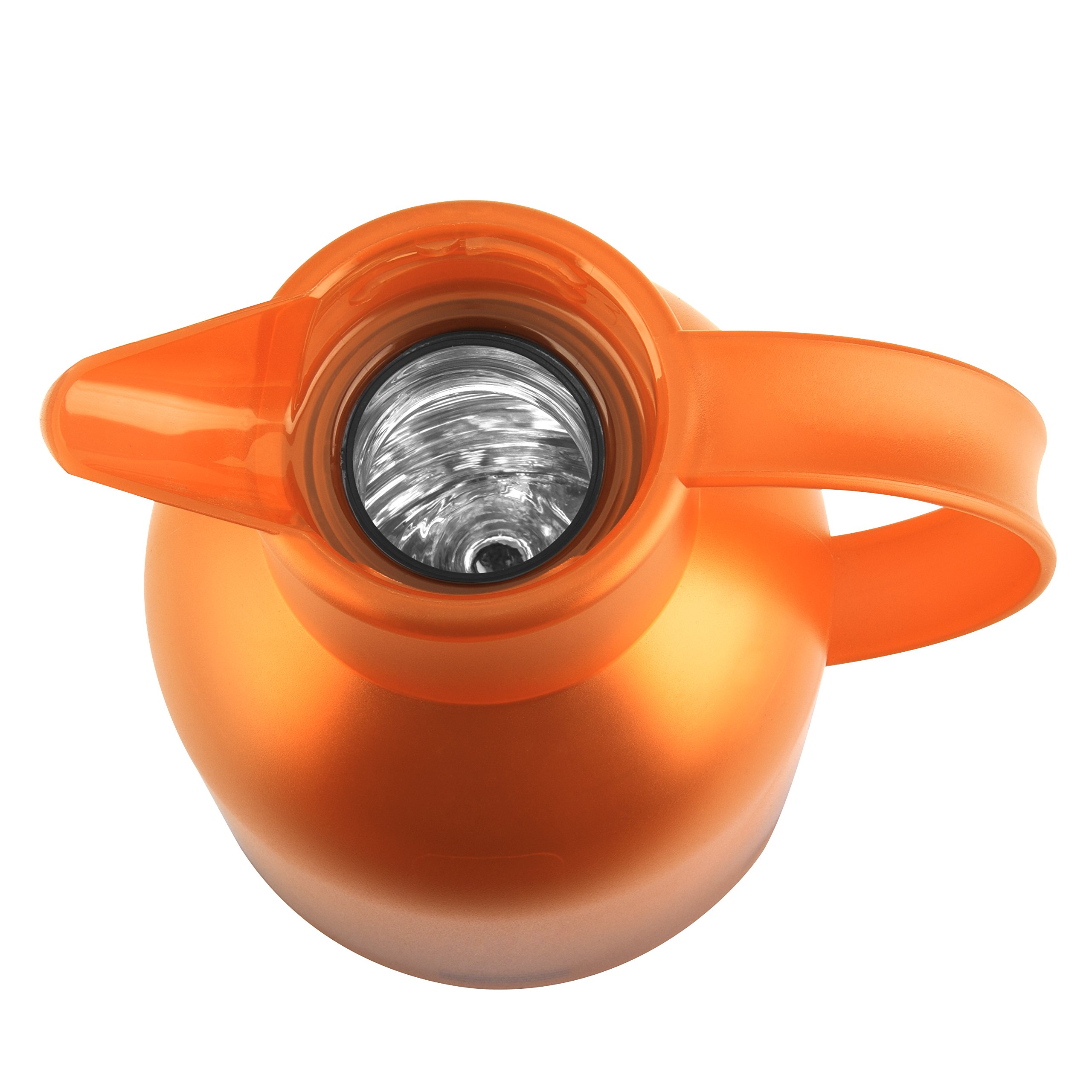 Emsa Samba, Quick Press, Vacuum Insulated Thermal Carafe, 34 oz, Translucent Orange