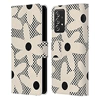 Head Case Designs Officially Licensed Kierkegaard Design Studio Daisy Black Cream Dots Check Retro Abstract Patterns Leather Book Wallet Case Cover Compatible with Samsung Galaxy A53 5G (2022)