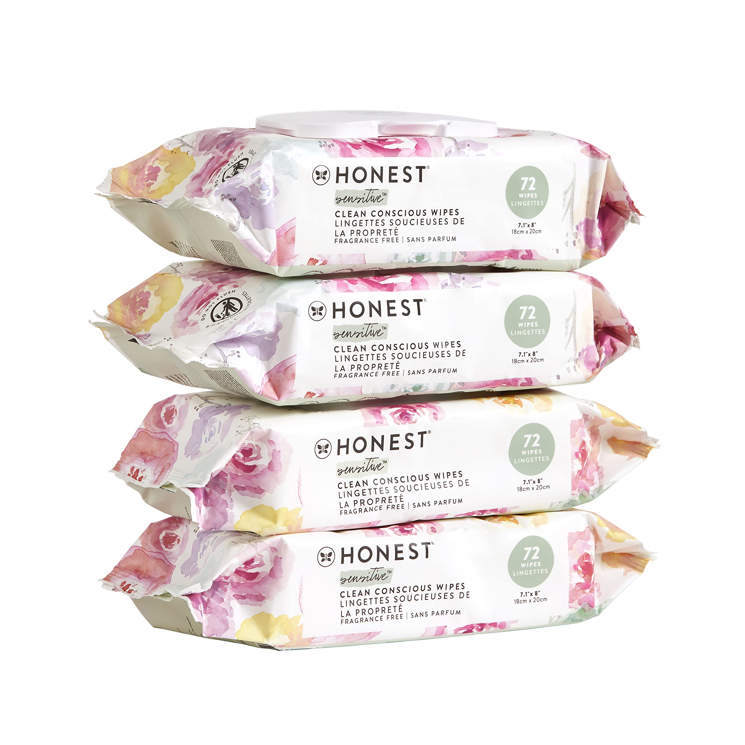 The Honest Company Clean Conscious Wipes | 99% Water, Compostable, Plant-Based, Baby Wipes | Hypoallergenic, EWG Verified | Rose Blossom, 288 Count