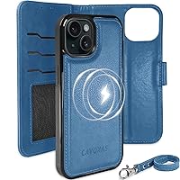 iPhone 15 Wallet Case, Detachable Leather Case with Card Holder, Strong Magnetic Compatible with MagSafe Wireless Charging, Kickstand Shockproof Cover 6.1 Inch, Blue