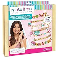 Make It Real: Sweet Treats DIY Bracelet Kit - Create 7 Charm Bracelets, 280 Pieces Included, Make Dessert Themed Eye-Catching Bracelets, DIY All-in-One Kit, Tweens & Girls, Arts & Crafts, Ages 8+
