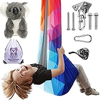 Sensory Swing + 360° Swivel Hanger, Double Layer Indoor + Outdoor Swing for Kids, Hanging Pod Chair, Helps with Sensory Disorders, Autism, ADHD, Anxiety, Therapy Swing, Pod Swing Chair