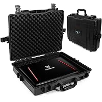 CASEMATIX Waterproof Laptop Hard Case for 15-17 inch Gaming Laptops and Accessories - Heavy Duty Hard Laptop Case Compatible with 15.6 and 17.3 inch Gaming Laptops and Gaming Laptop Accessories