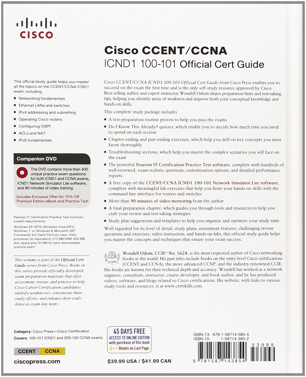 Cisco CCENT/CCNA ICND1 100-101 Official Cert Guide