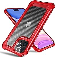 iPhone 15 Pro Case, [Military Grade Shockproof] [Soft TPU Bumper Frame] Anti-Scratch, Fingerprint Resistant, Protective Phone Case for iPhone 15 Pro, Red