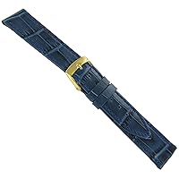 20mm Genuine Leather Alligator Grain Lightly Padded Stitched Matte Blue Watch Band Regular 2269