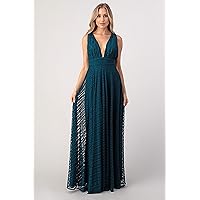 Minuet Women's Deep V Long Lace Dress