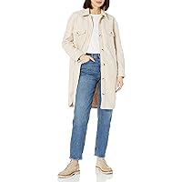 [BLANKNYC] Womens Womens Faux Wool Long Shirt Jacket with Pockets, Comfortable Coat, Stylish Windbreaker