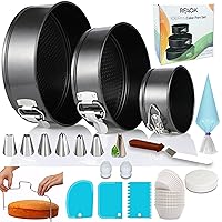 100PCs Cake Pan Sets for Baking + Cake Decorating Kit: 3 Non-Stick Springform Pans Set (4, 7, 9 inches), Piping Tips, Cake Leveler – Multi-functional Leak-Proof CheeseCake Pan & eBook