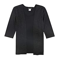 Womens Mixed Media Pullover Blouse, Black, PM