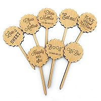 Wedding cupcake toppers, rustic cupcake toppers, wooden cupcake toppers, personalized cupcake picks, custom engraved cupcake toppers, 12 pc