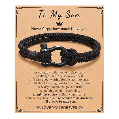 PINKDODO To My Boys Bracelet Gifts for Son Grandson Nephew Bracelets Birthday Christmas Gifts for Teen Boys