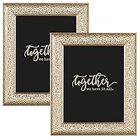 8x10 Inch 2 Pack Modern Gold Picture Frames Set with High Definition Glass for Table Top Display and Wall Mount Photo Frame for Wedding or Home Decoration
