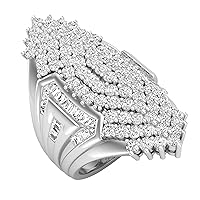 Dazzlingrock Collection Baguette, Tapered & Round White Diamond Composite Marquise Shaped Right Hand Ring for Women (2.99 ctw, Color I-J, Clarity I2-I3) in 925 Sterling Silver Size 5