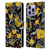 Head Case Designs Officially Licensed Anis Illustration Yellow Birds Graphics Leather Book Wallet Case Cover Compatible with Apple iPhone 14 Pro Max
