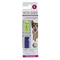 Nail Caps for Cats Safe, Stylish & Humane Alternative to Declawing Stops Snags and Scratches, Small (6-8 lbs), Spring Green with Glitter & Ultra Violet (Pack of 1)