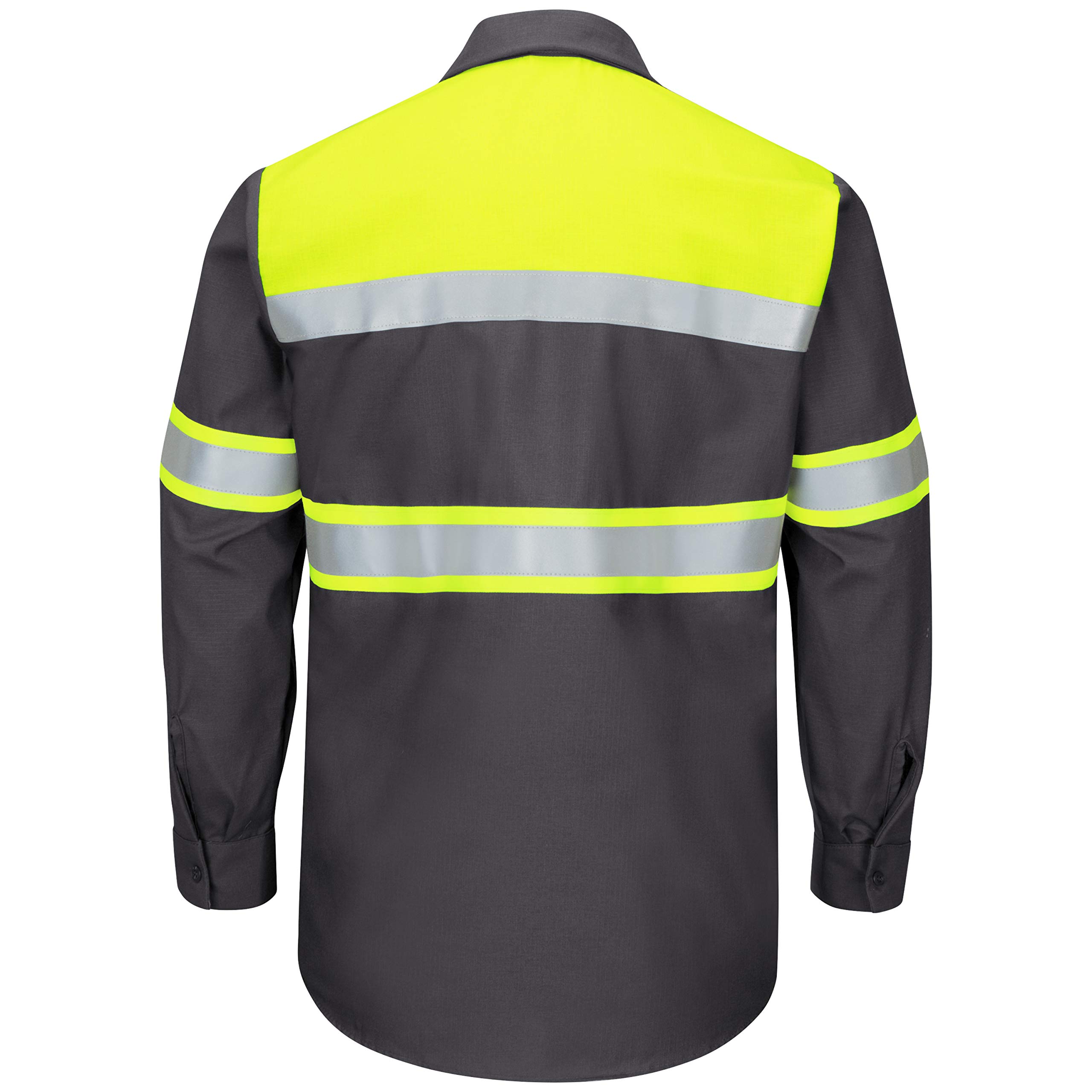 Red Kap Men's Hi-Visibility Long Sleeve Color Block Ripstop Work Shirt- Type O, Class 1