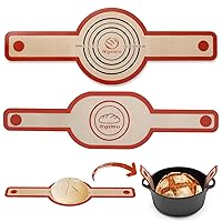 Silicone Bread Sling Oval and Round - Non-Stick & Easy Clean Reusable Oval Silicone Baking Mat for dutch oven. With Long Handles Sourdough Bread Baking mat tools supplier Liner,2 Brown Set