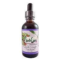 Quiet Cough Tincture 2 fl oz - Alcohol Free - Herbal Cough Syrup for Dry Cough - Kids & Adults - Liquid Mullein Leaf Extract, Marshmallow Root, Elecampane & Lobelia Drops for Lungs