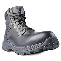 Men’s Tactical Waterproof Composite Toe Boots Max Pro Mid 6” with Zipper - Oil & Slip Resistant Black Leather Boots