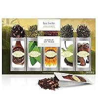 Single Steeps Loose Leaf Tea Sampler, Assorted Variety Tea Box, 15 Single Serve Pouches (Sampler - World of Teas)