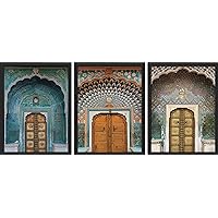 SIGNWIN Framed Poster Set Colorful Decorated Doors Architecture Cityscape Photography Travel Prints Minimalist Modern Art Boho Wall Decor for Bedroom - 12