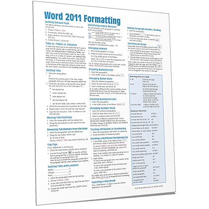 Word 2011 for Mac: Formatting (Intermediate) Quick Reference Guide (Cheat Sheet of Instructions, Tips & Shortcuts - Laminated Card)