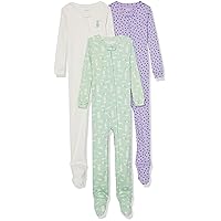 Amazon Essentials Unisex Toddlers and Babies' Cotton Snug-Fit Footed Sleeper Pajamas, Multipacks