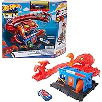 Toy Car Track Set City Scorpion Flex Attack & 1:64 Scale Car, Bendable Tail Extends 2.5 Ft., Connects to Other Sets