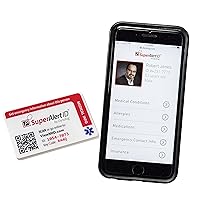 SuperAlert™ Smart Medical ID Card with Detailed Online Profile; Wallet Card with Lifetime Subscription