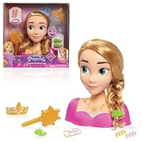 Disney Princess Rapunzel Styling Head, Blonde Hair, 10 Piece Pretend Play Set, Tangled, Officially Licensed Kids Toys for Ages 3 Up by Just Play