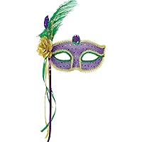 Mardi Gras Fashion Feather-Embellished Fabric & Plastic Mask - 4