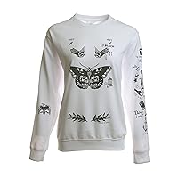 Noonew Women's Butterfly Tattoos Sweatshirt White Shirt