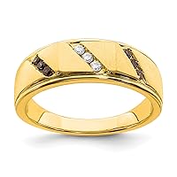 Jewels By Lux Solid 14k Yellow Gold 1/5 carat Brown and White Diamond Complete Mens Wedding Ring Band Available in Size 7 to 11 (Band Width: 2.5to7.3 mm)