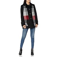 LONDON FOG Women's Single-Breasted Wool Coat with Scarf
