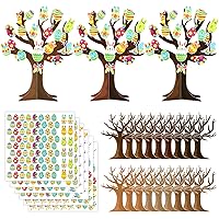 30 Sets Easter Tree Craft Kit for Kids Make Your Spring Tree Art 3D Craft with Easter Bunny Colorful Eggs Stickers DIY Art Project Gift for Home Classroom Activity Easter Party Supplies