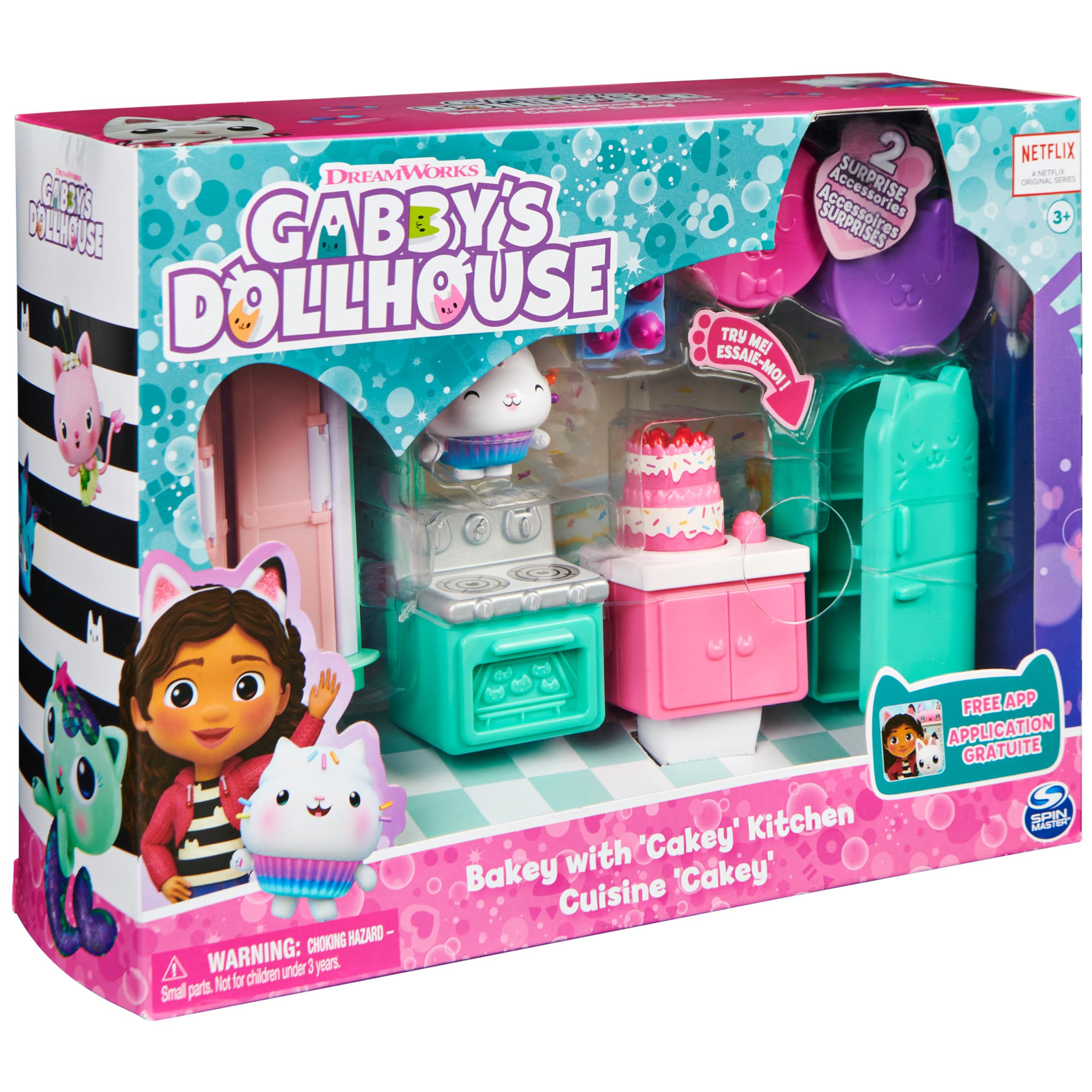 Gabby's Dollhouse, Bakey with Cakey Kitchen with Figure and 3 Accessories, 3 Furniture and 2 Deliveries, Kids Toys for Ages 3 and up