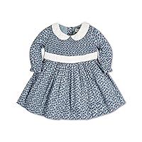 Hope & Henry Layette Baby Girl Woven Short Sleeve Dress with Peter Pan Collar