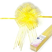 Allgala 10-PC 7 Inch Extra Large 2 Ich (5CM) Width Organza Ribbon Pull Flower Bow for Gift Wrapping Baskets Wedding Décor - Yellow-GP90513